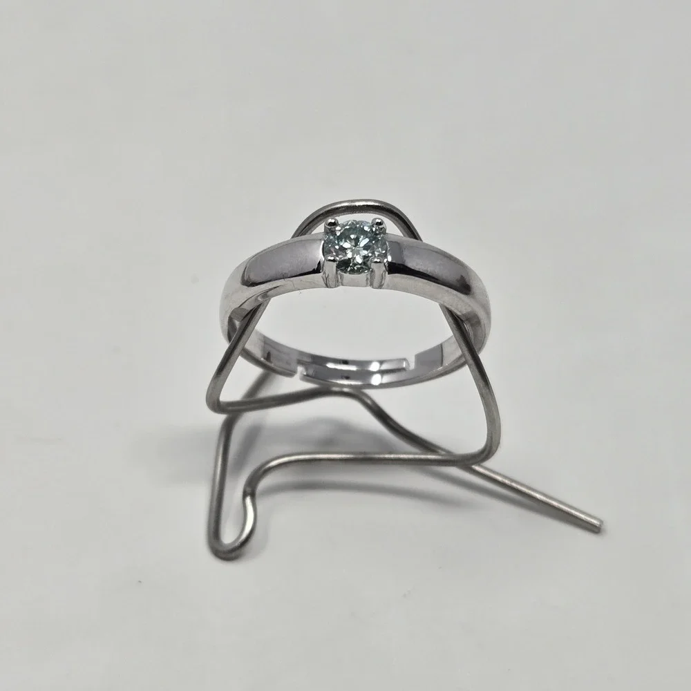 New 0.5ct Colored Moissanite Ring Round Brilliant GRA Certified Adjustable 6-12‎